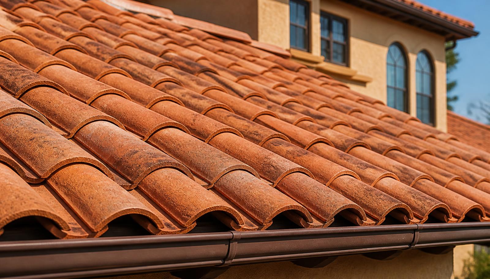 Concrete barrel tile roof on a Fresno area home built for Central Valley heat