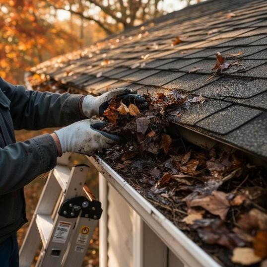 Professional gutter cleaning in California removes roof debris to restore proper drainage.